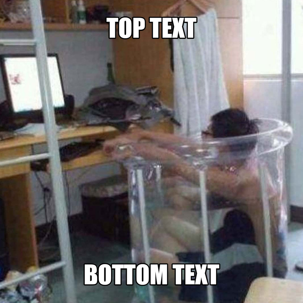 Person in a large plastic container working on a computer