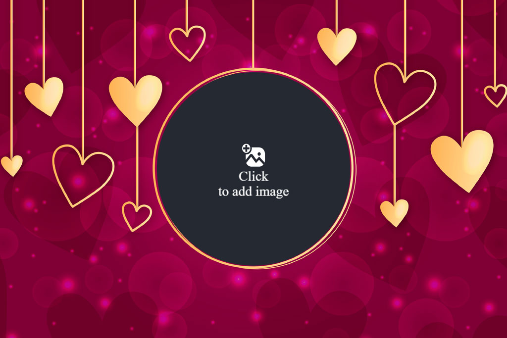 Valentine's Day template with hanging gold hearts