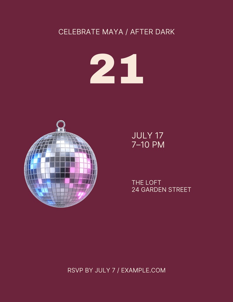 Preview for Twenty One, After Dark Letter Flyer Template
