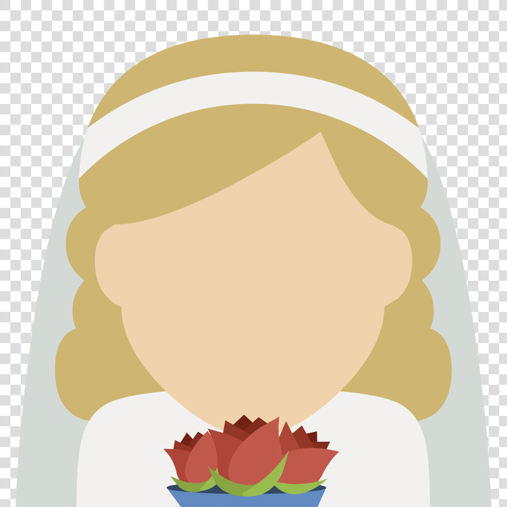 Illustration of a bride with a bouquet