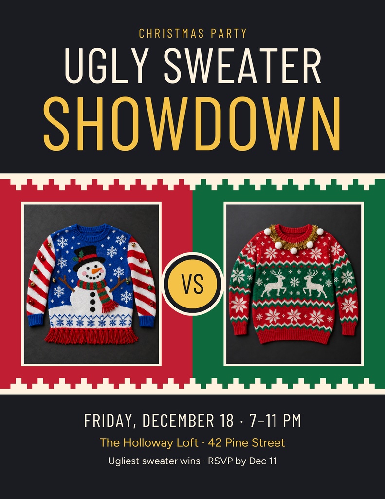 Preview for Ugly Sweater Showdown Letter Flyer Template