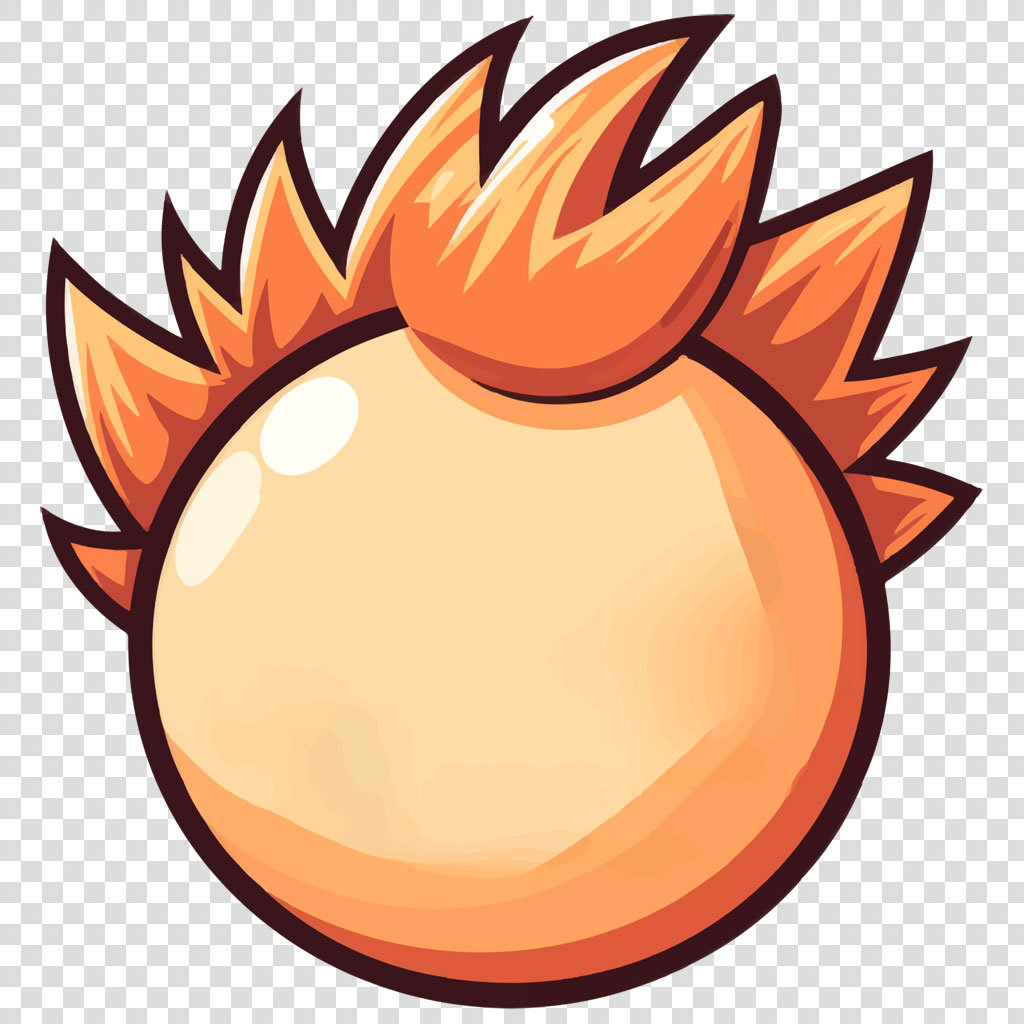 Cartoon bomb with orange flames