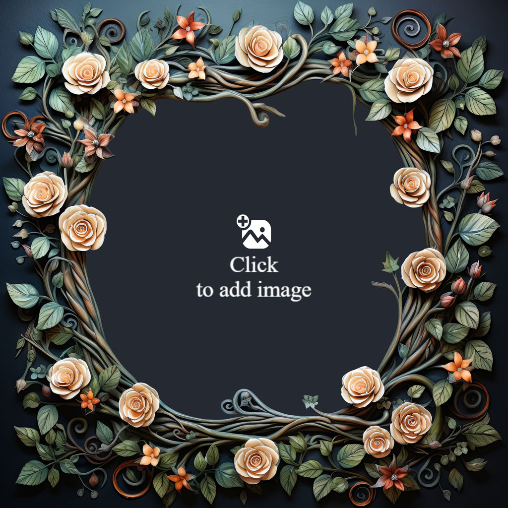 A heart-shaped frame made of flowers and leaves