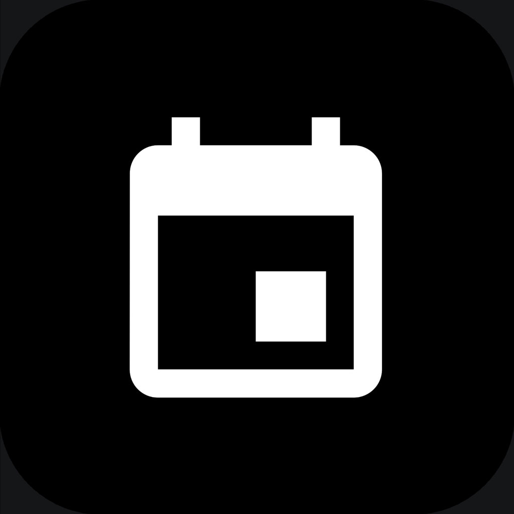 White calendar icon on black background