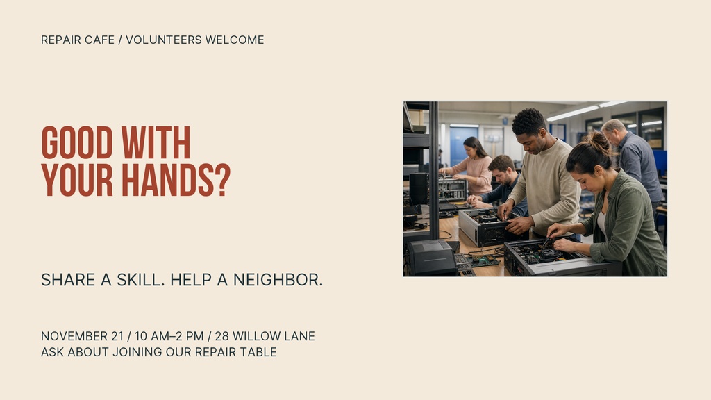 Preview for Repair Cafe Saturday Landscape Graphic Template