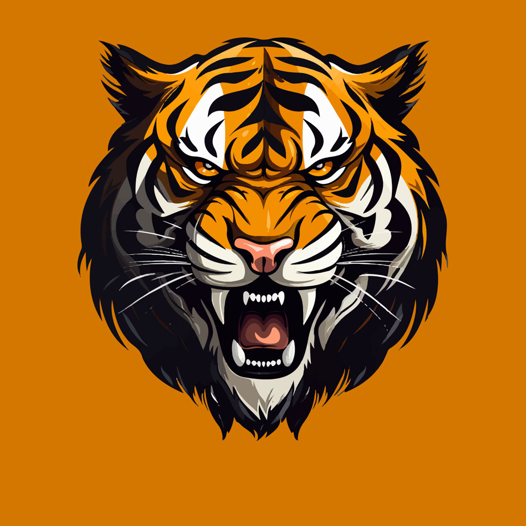 Illustration of a tiger's head with open mouth and 'YOUR TEAM' written below