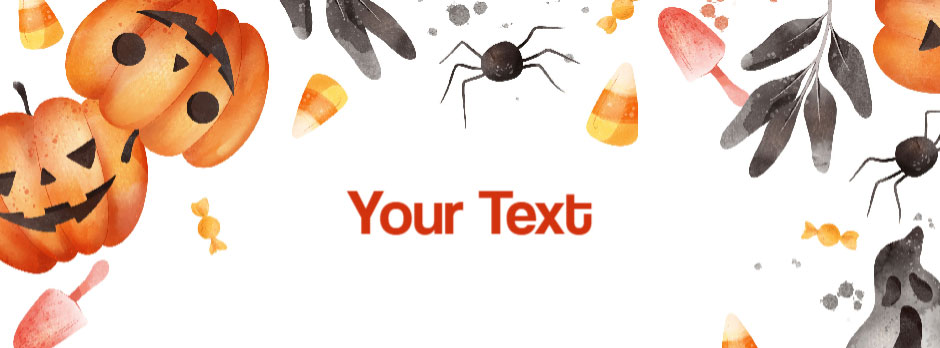 Halloween template with watercolor pumpkins and spiders