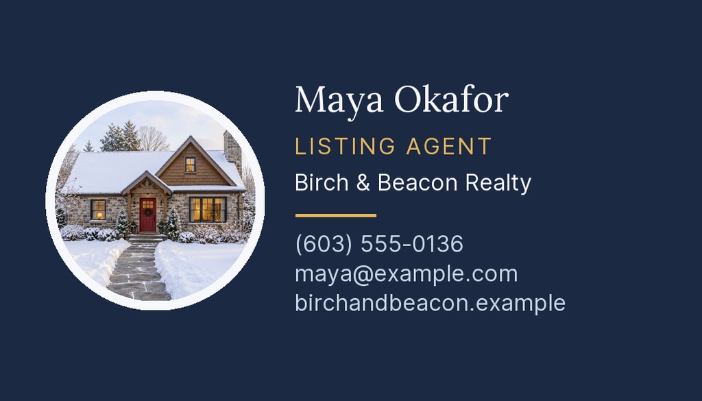 Preview for Snowy Saturday Open House Agent Contact Card Template