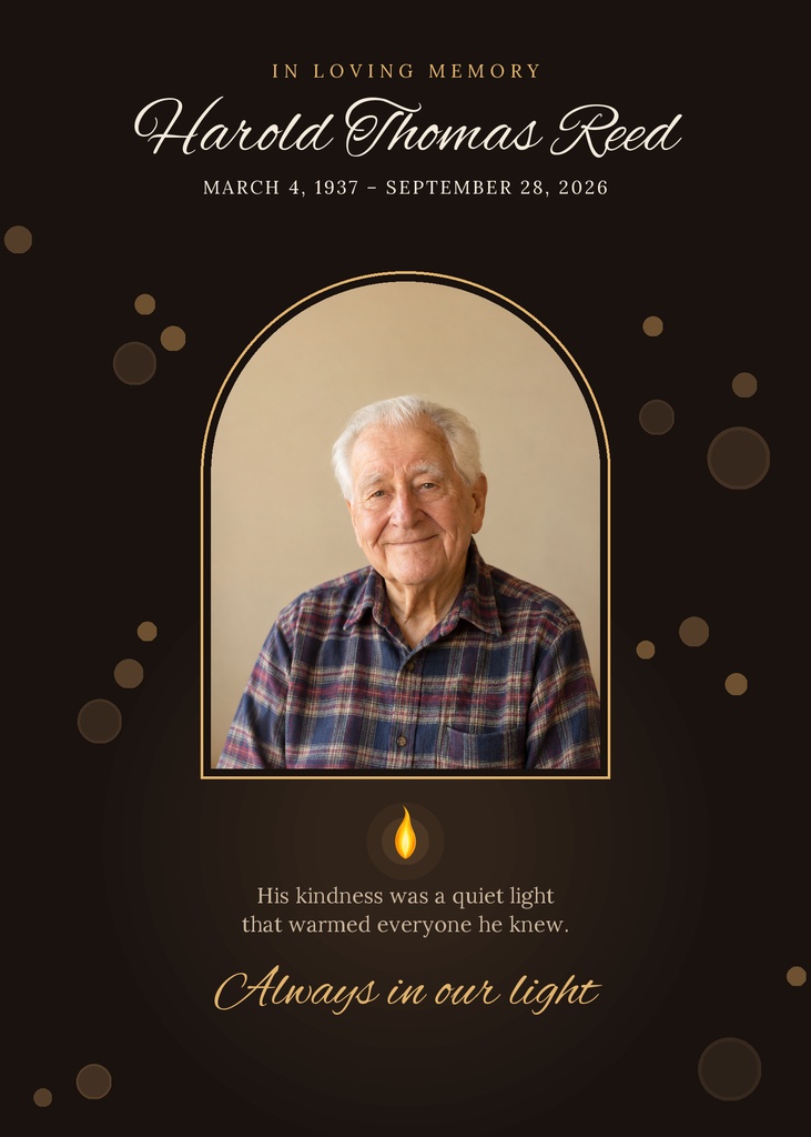 Preview for Always In Our Light Remembrance Card Template