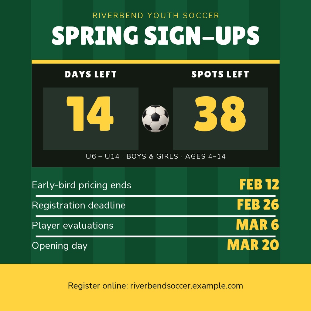 Preview for Spring Soccer Sign-ups Score Post Template