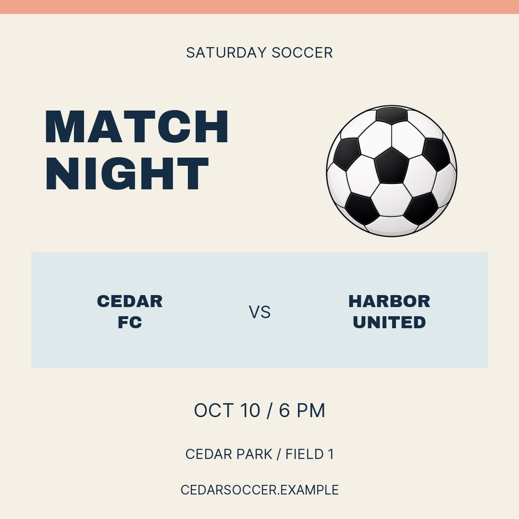 Preview for Saturday Soccer Lights Square Post Template