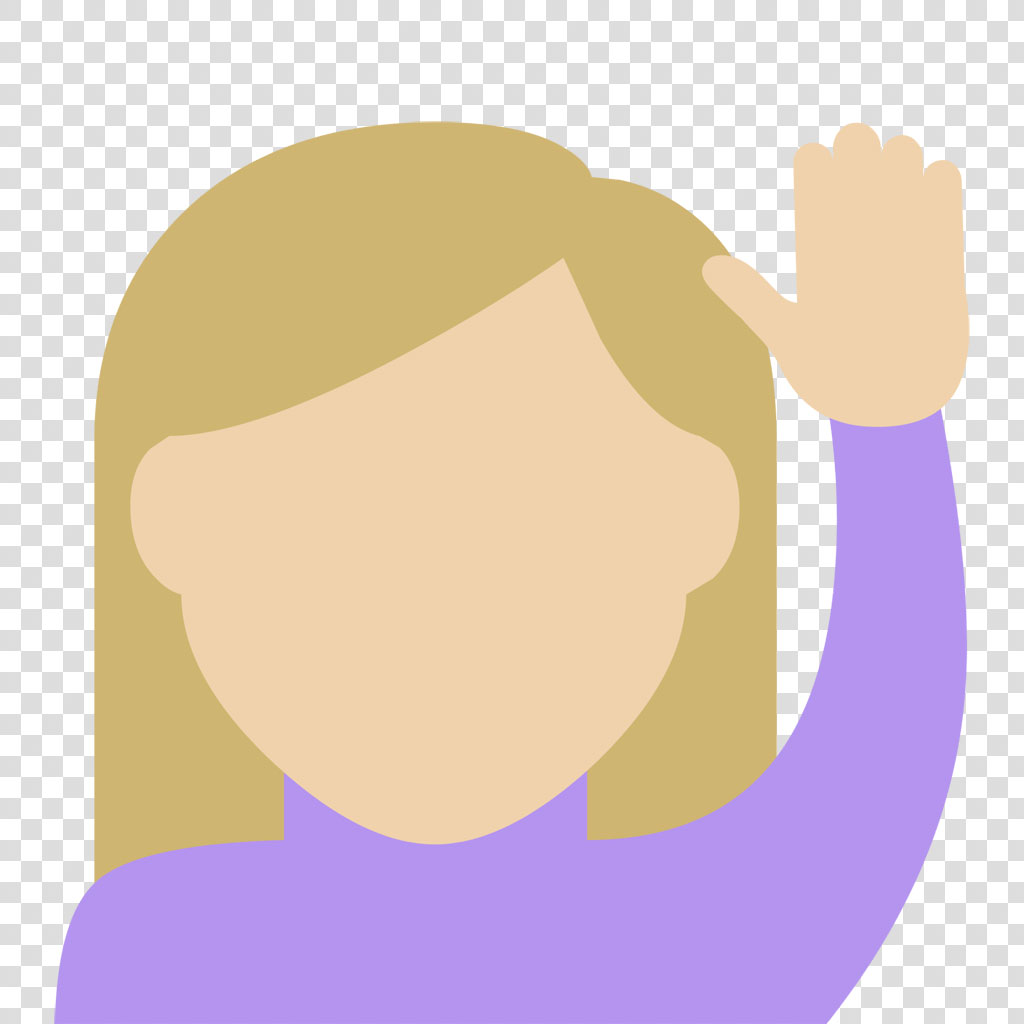 Illustration of a woman with blonde hair waving