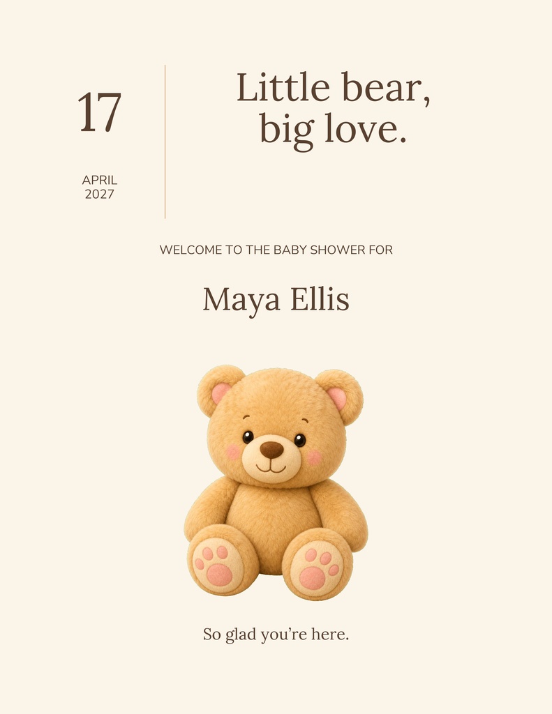 Preview for Little Bear Welcome Letter Welcome Sign Template