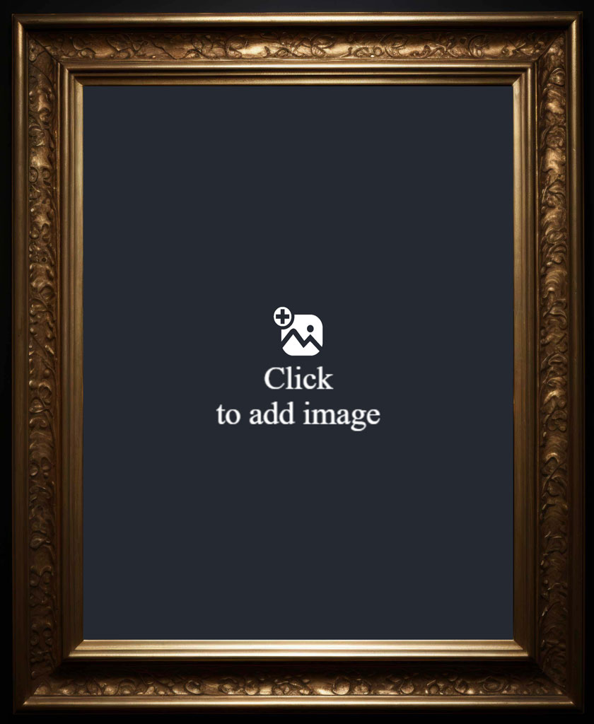 Ornate gold picture frame with a dark background