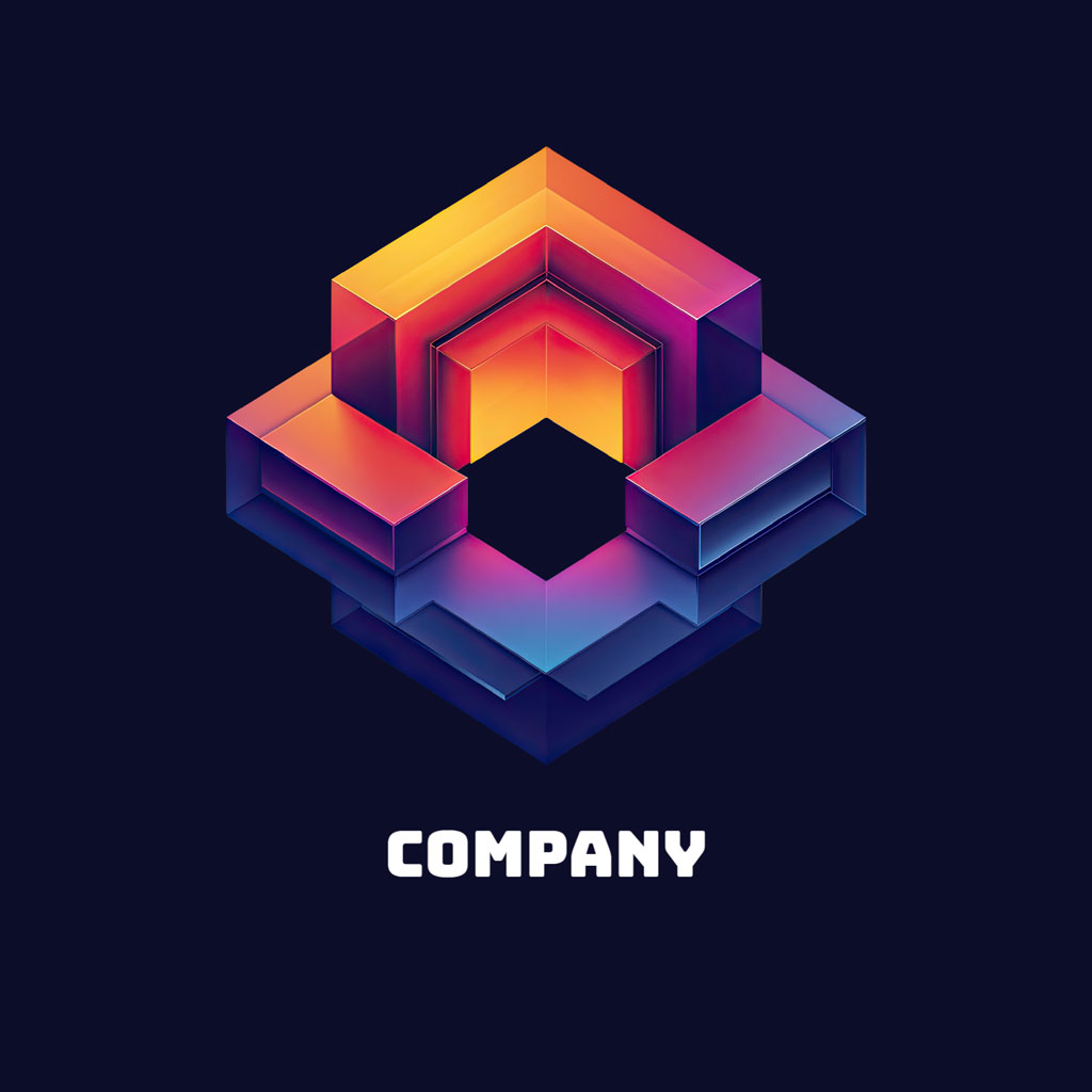 3D company logo with gradient colors
