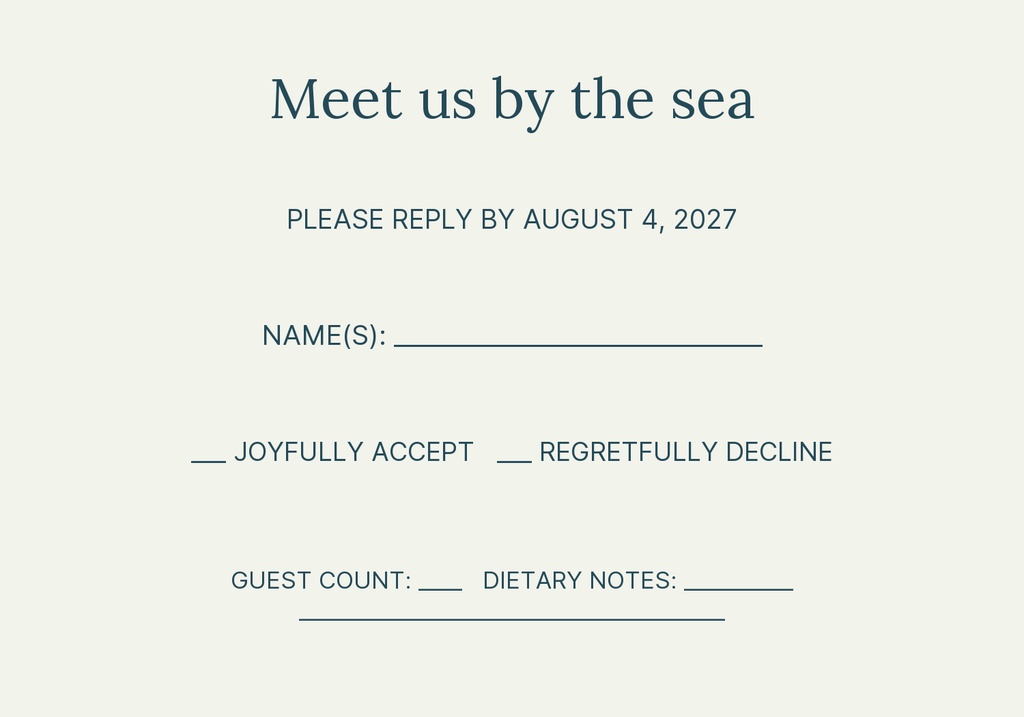 Preview for Coastline Vows Rsvp Card Template