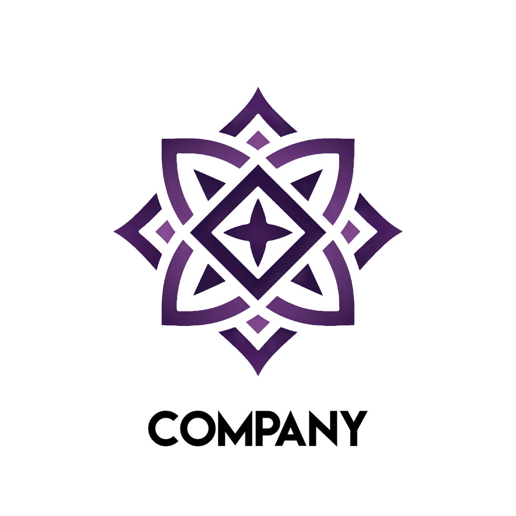 Purple star logo with geometric pattern