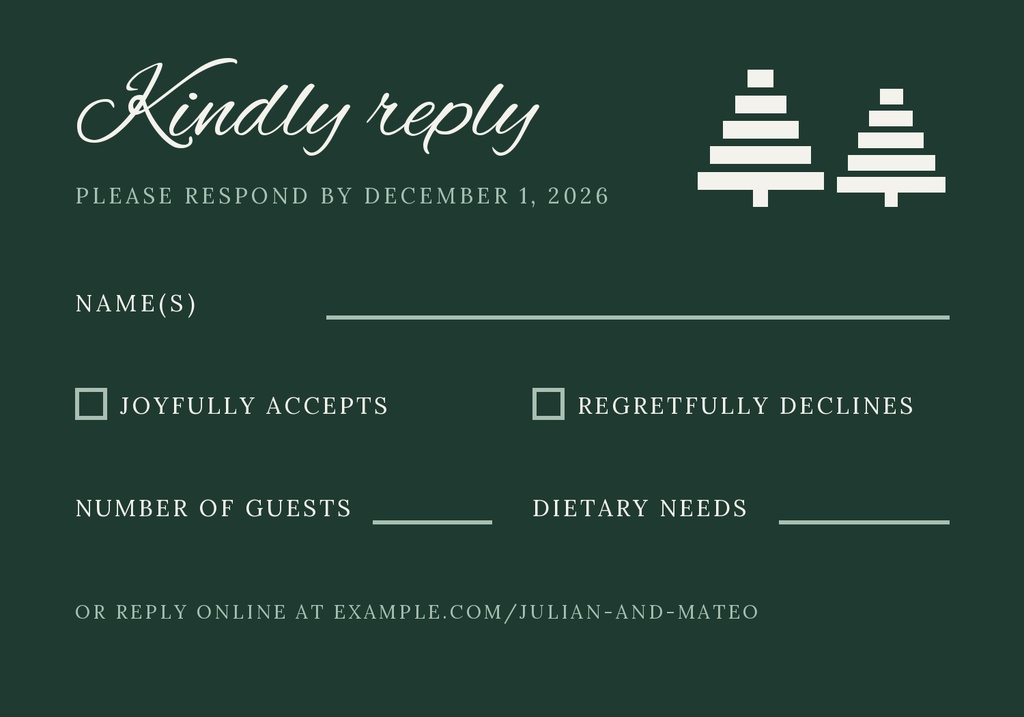 Preview for Evergreen Vows Rsvp Card Template