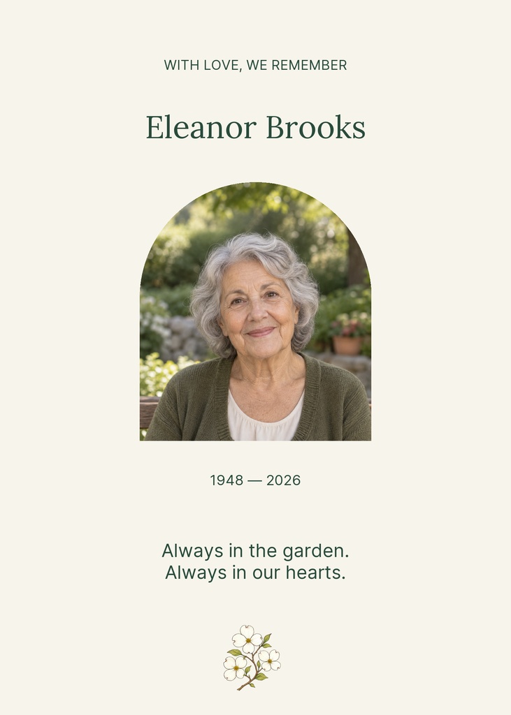 Preview for Always In The Garden Remembrance Card Template