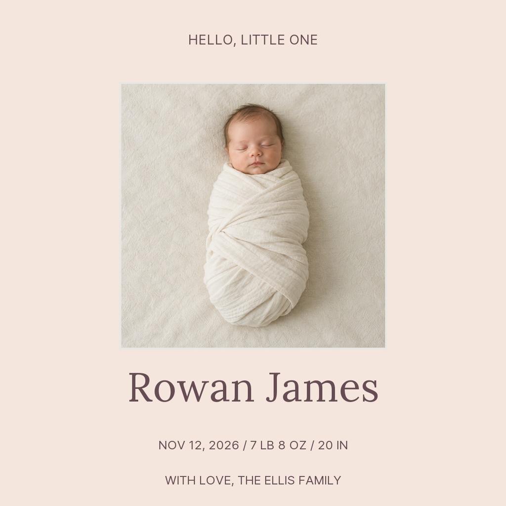 Preview for Hello, Little Rowan Square Post Template