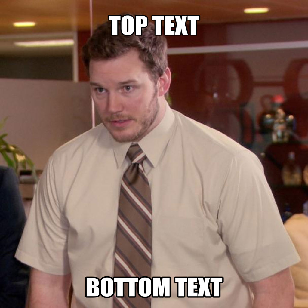 Man in office with top and bottom text