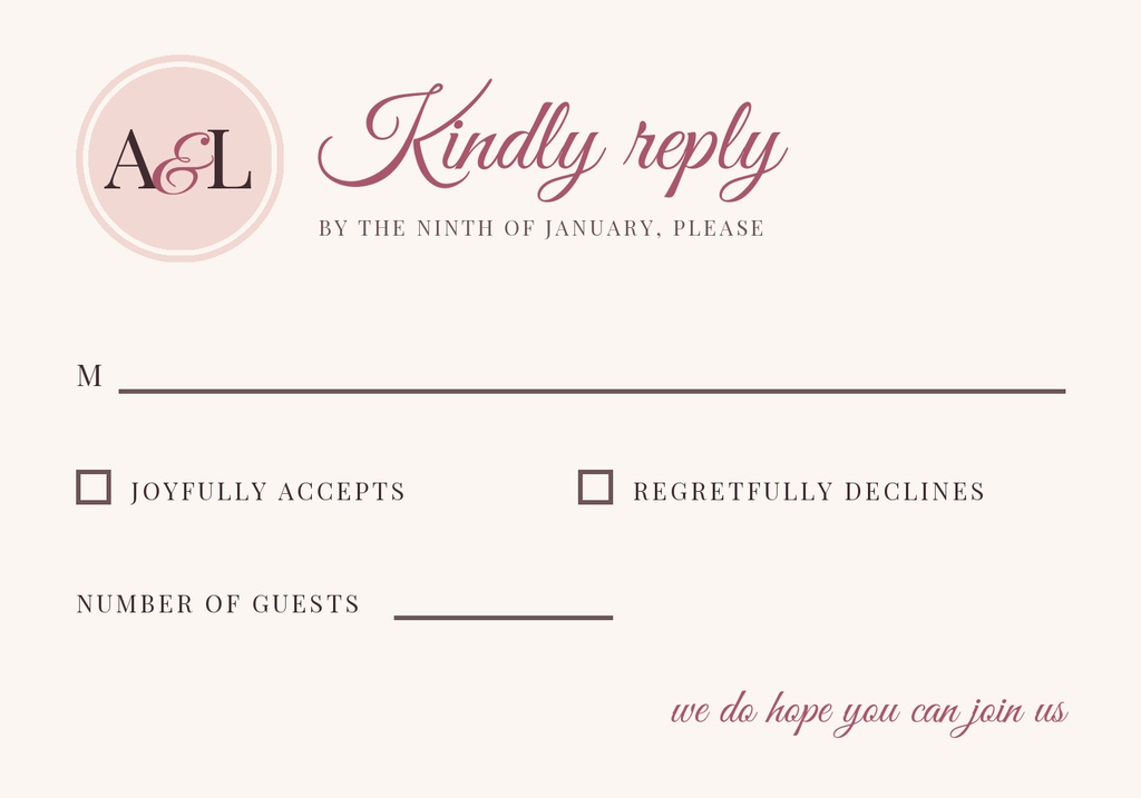 Preview for Monogram In Blush Rsvp Card Template