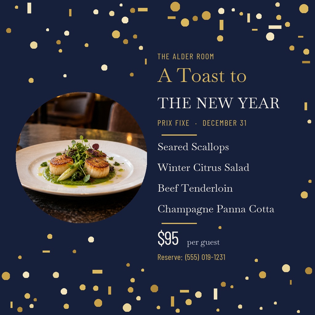 Preview for A Toast To The New Year Square Post Template