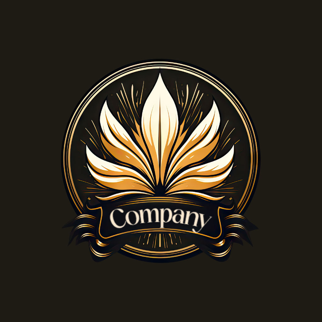 Luxury company logo with a stylized lotus flower