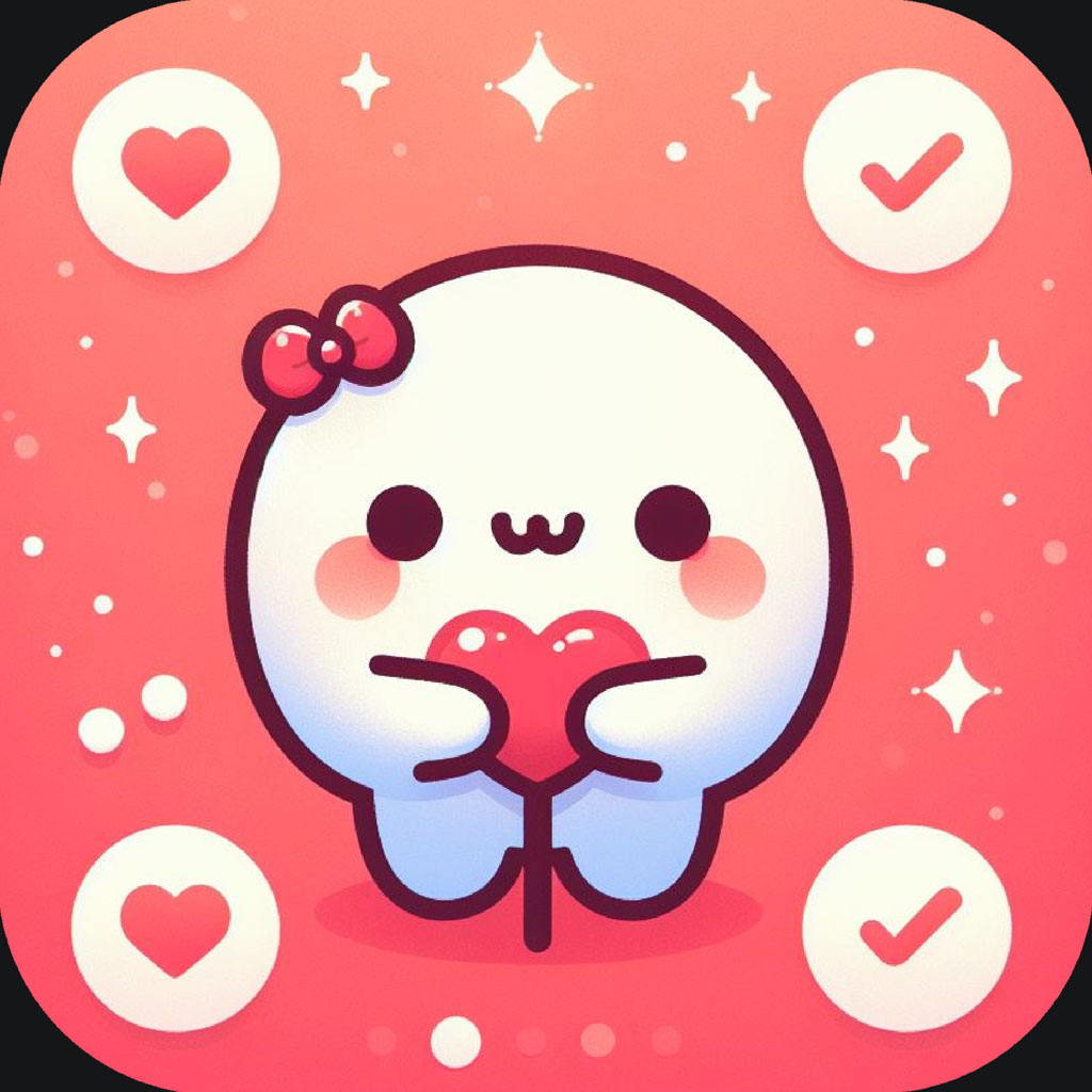 Cute cartoon character holding a heart