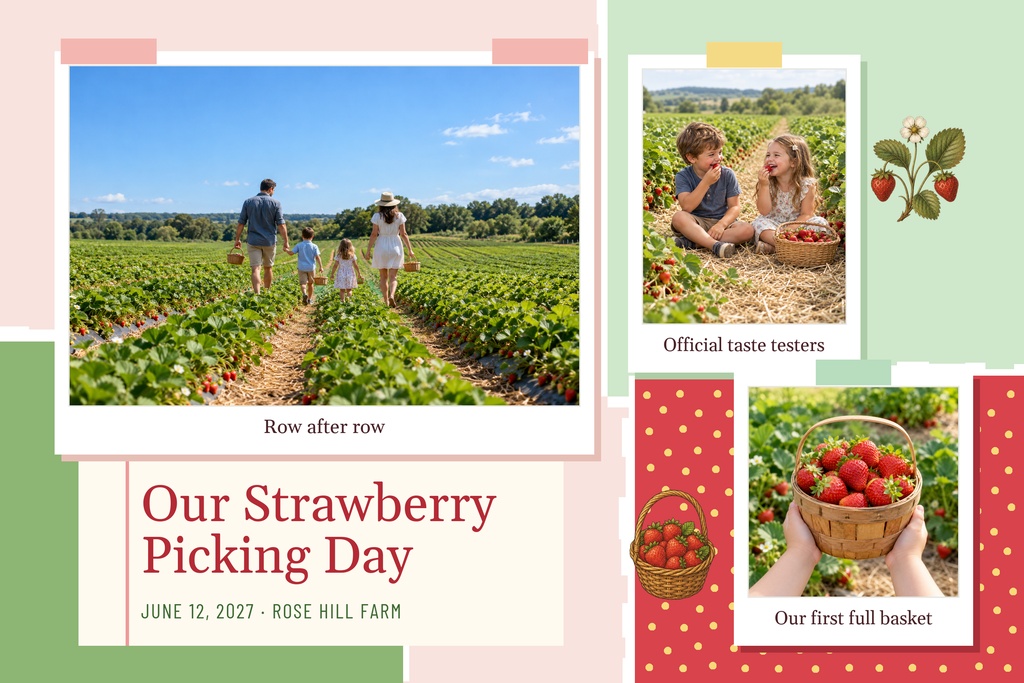Preview for Our Strawberry Picking Day Landscape Collage Template