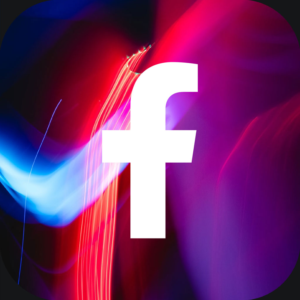 Facebook logo on a colorful background