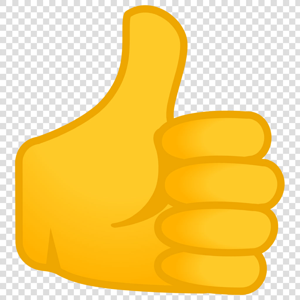 Yellow thumbs up emoji on a black background