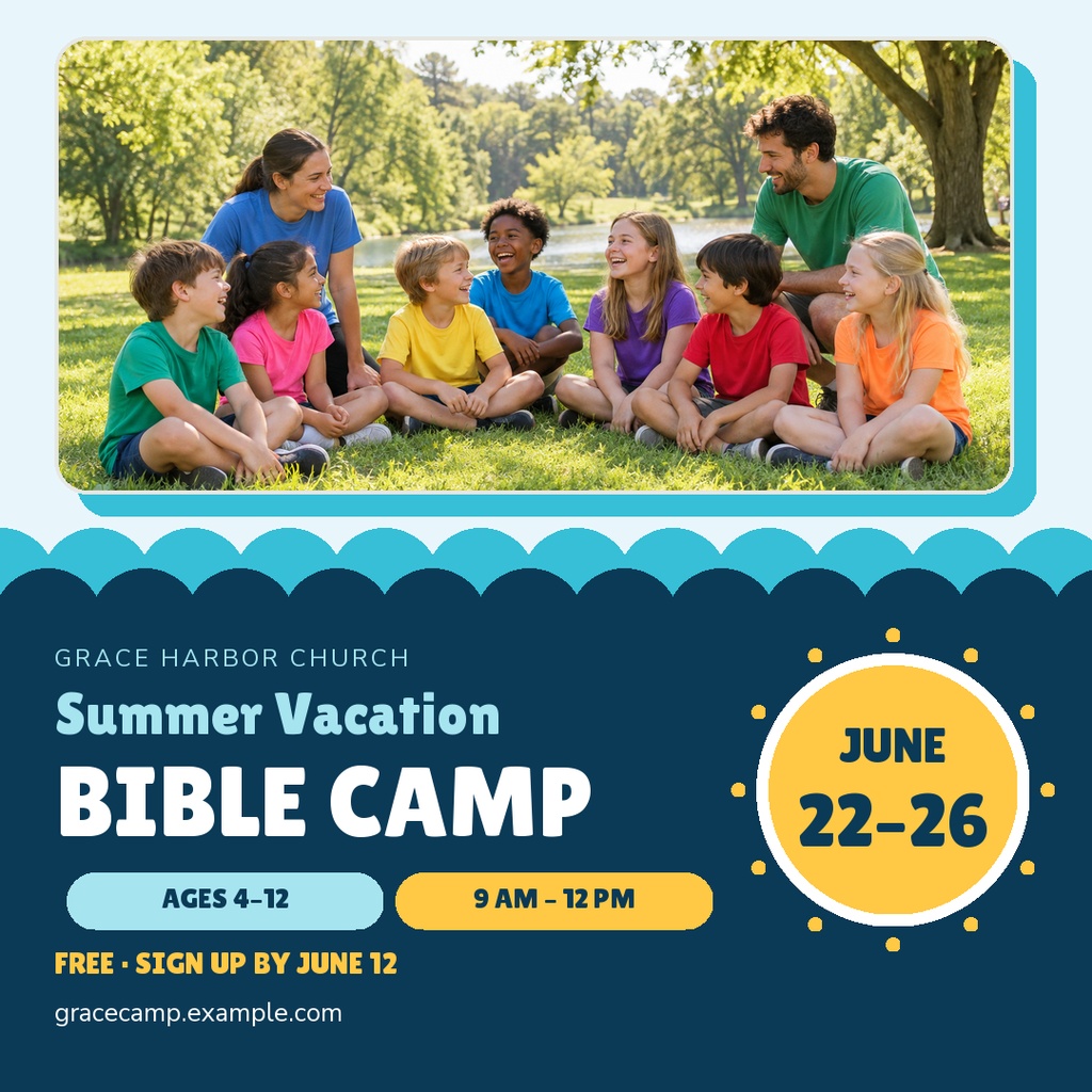 Preview for Summer Vacation Bible Camp Square Post Template