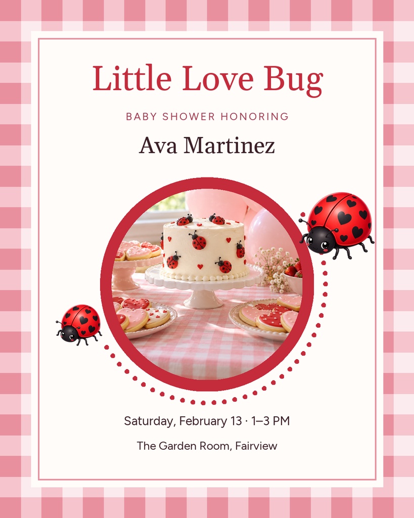 Preview for Love Bug Baby Shower Portrait Post Template