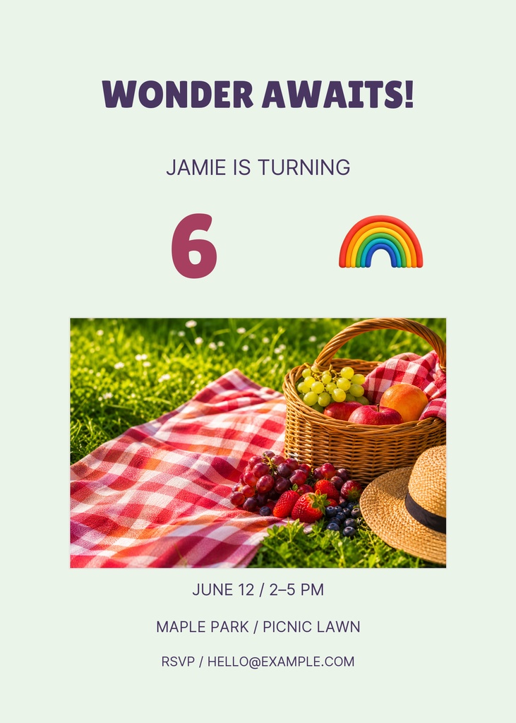 Preview for Six And Full Of Wonder 5 × 7 Invitation Template