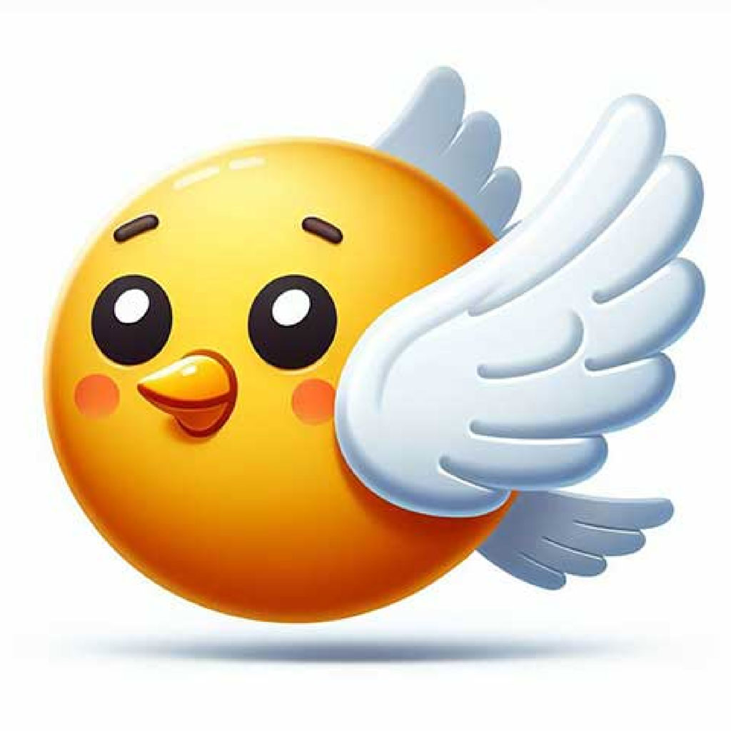 A white bird figurine with a yellow beak and black eyes