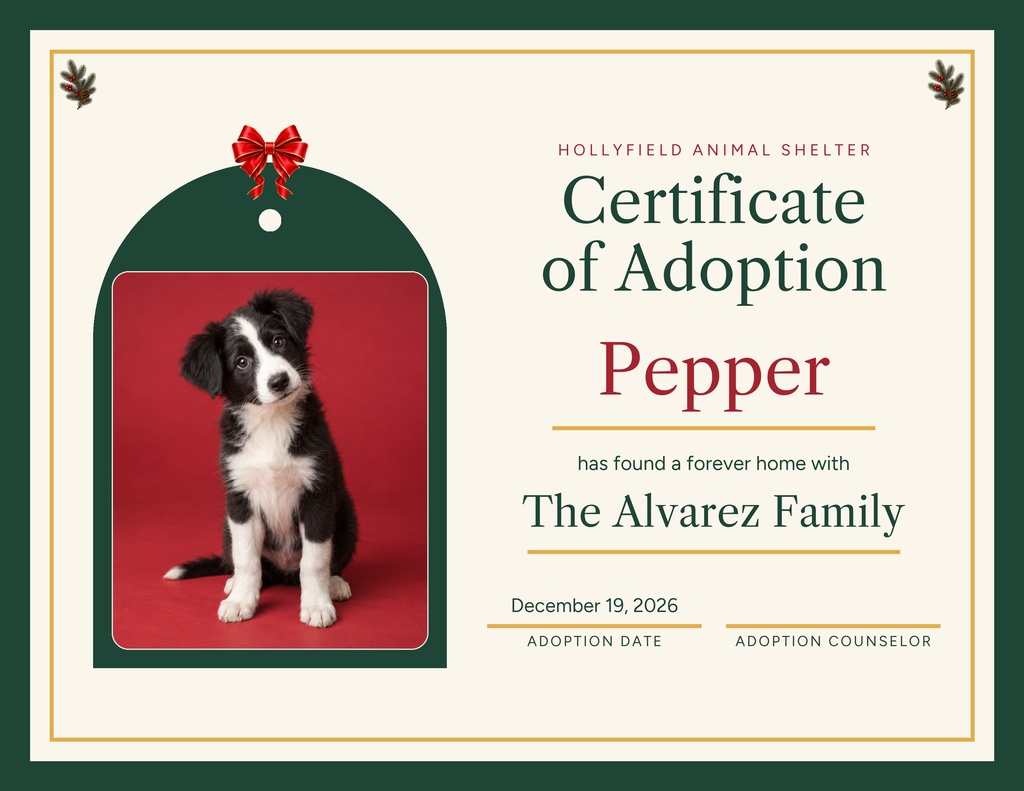 Preview for The Twelve Strays Of Christmas Keepsake Certificate Template
