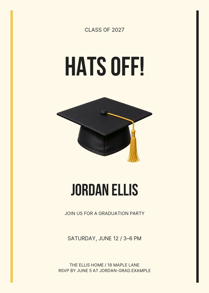 Preview for Hats Off Jordan 5 × 7 Invitation Template