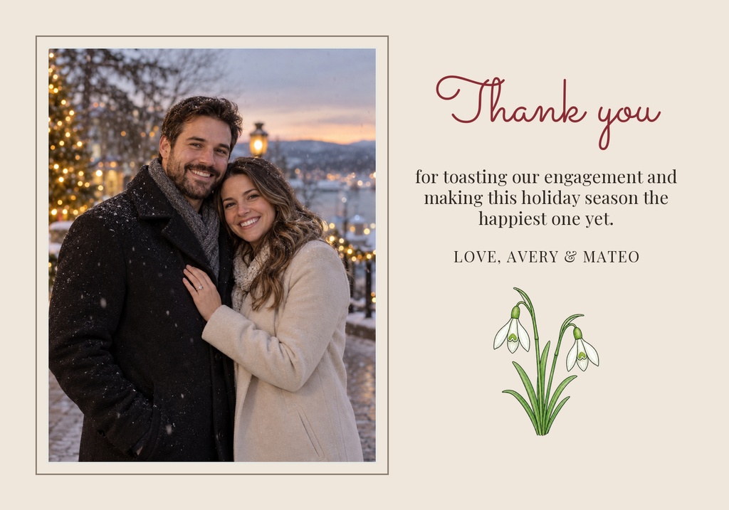 Preview for Engaged For The Holidays Thank-you Card Template
