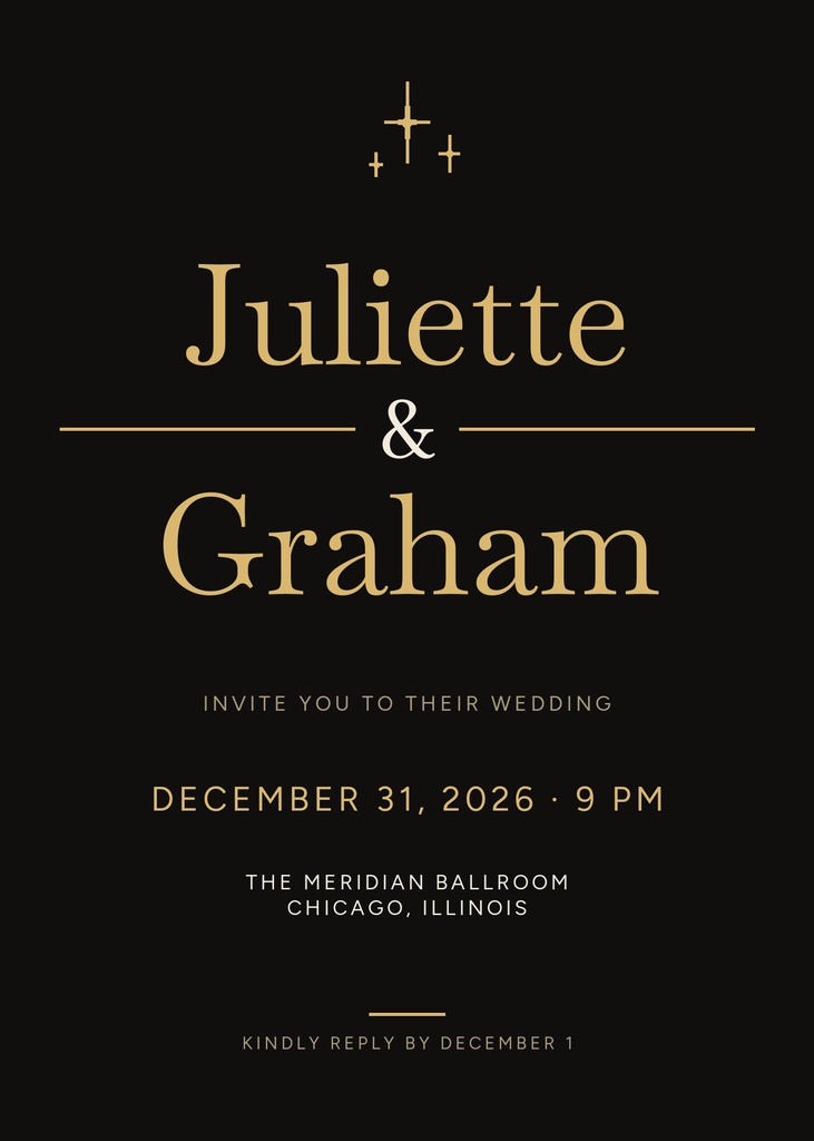 Preview for Midnight In Gold 5 × 7 Invitation Template