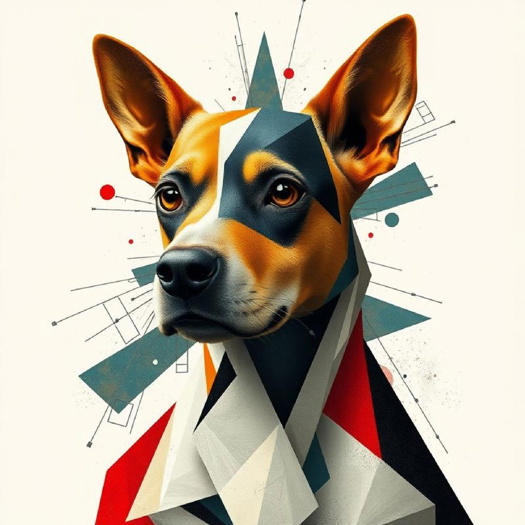 Woman with geometric shapes around her face