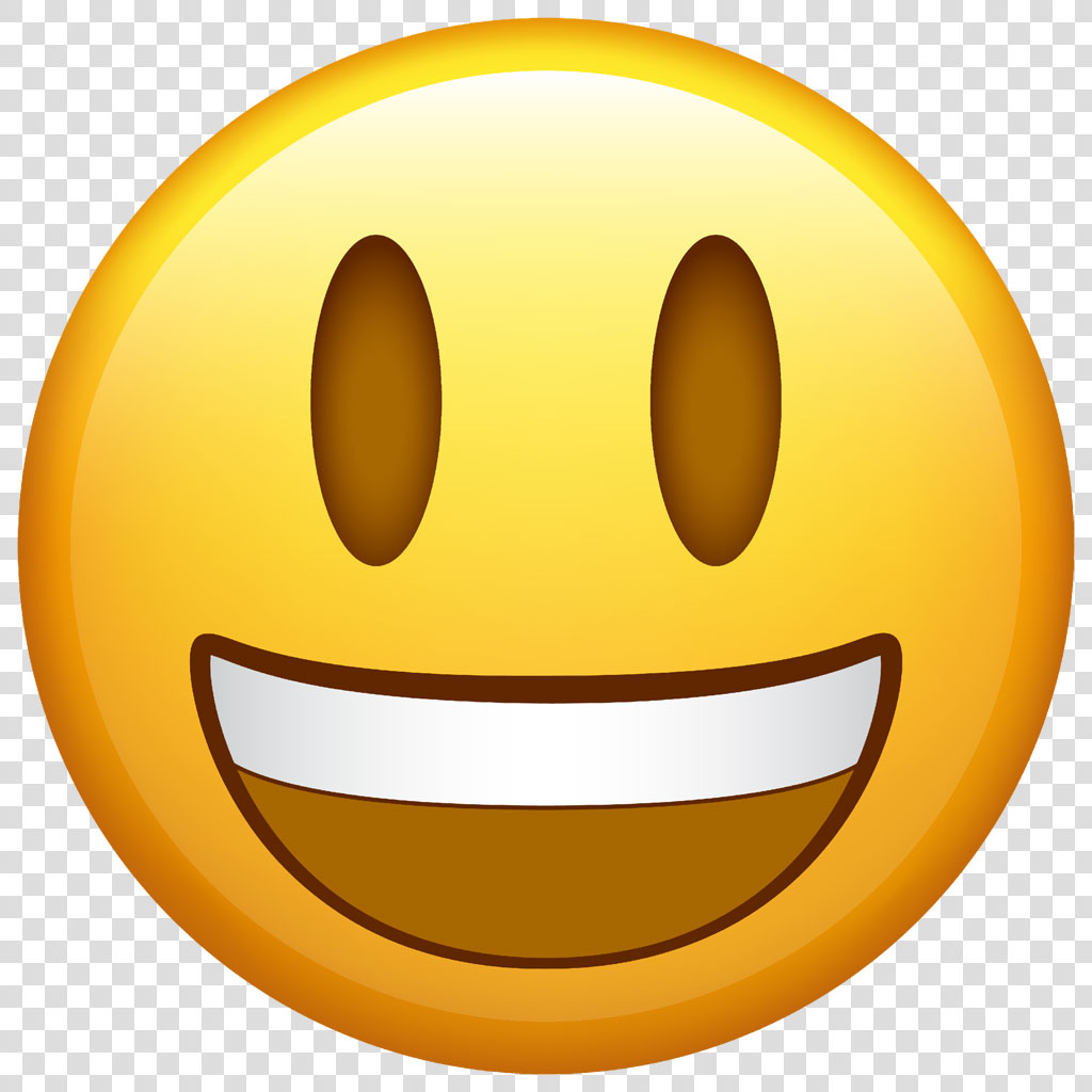 A smiling face emoji with a wide smile