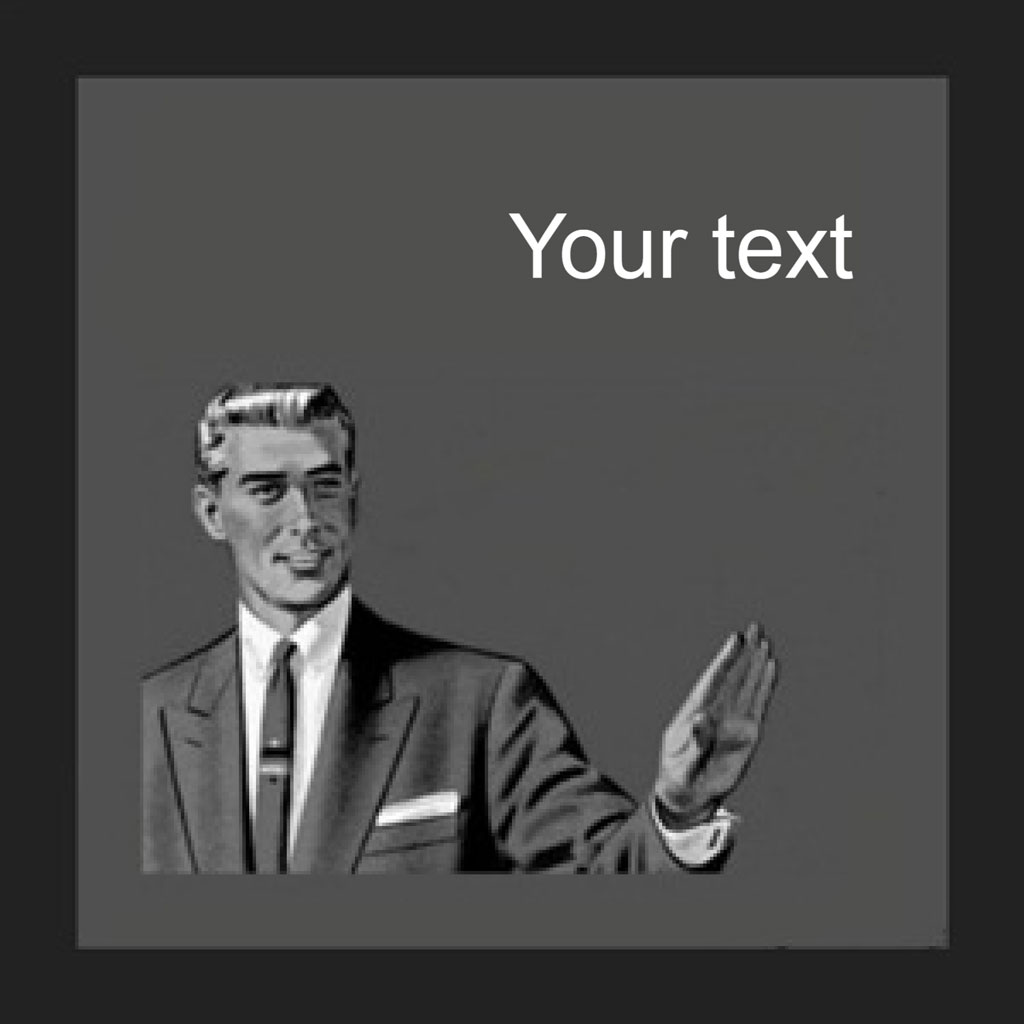 A black and white illustration of a man in a suit gesturing.