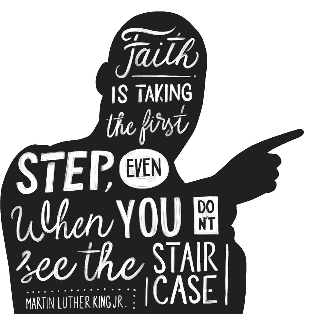 Silhouette of Martin Luther King Jr. with an inspirational quote overlay