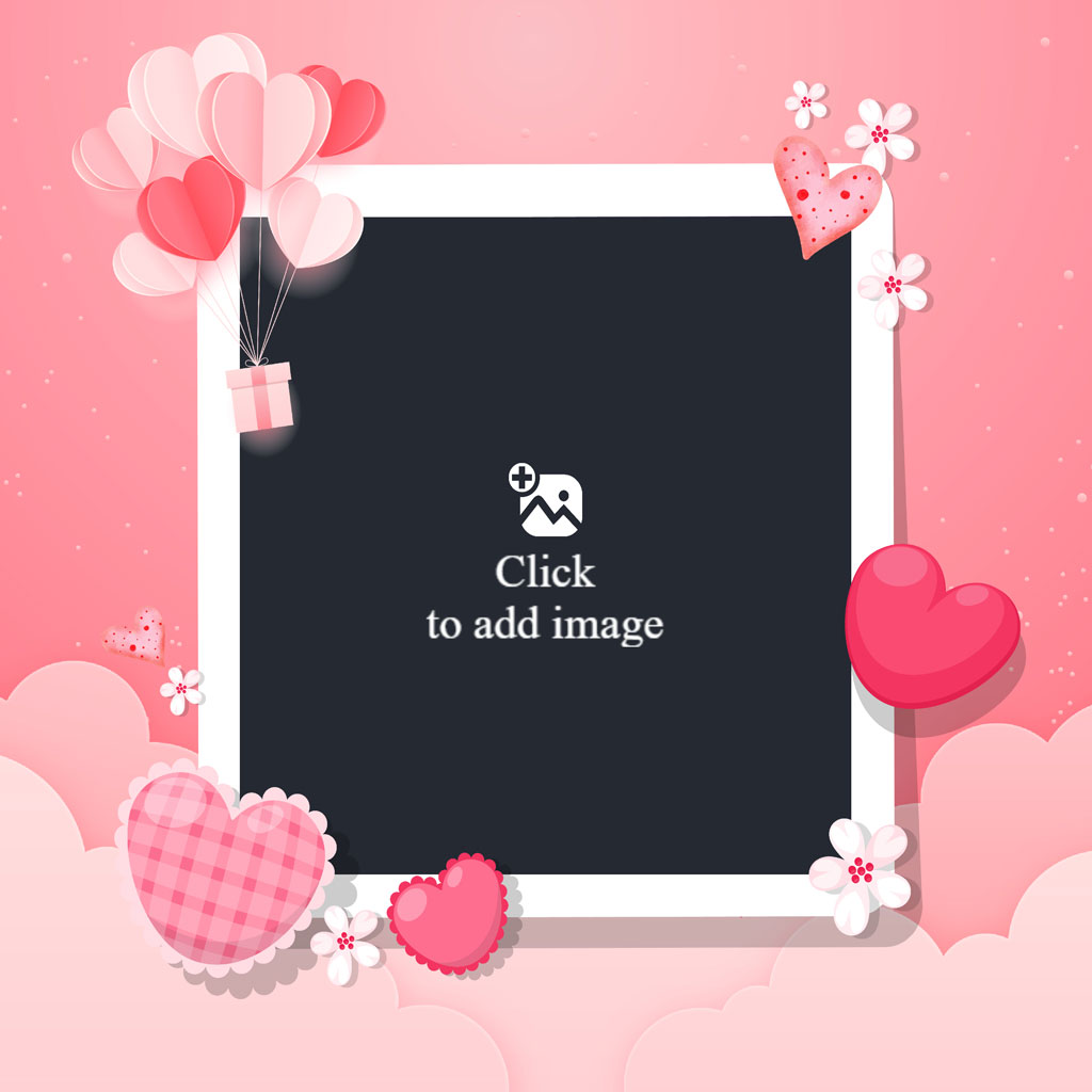 Valentine's Day frame template with hearts and flowers