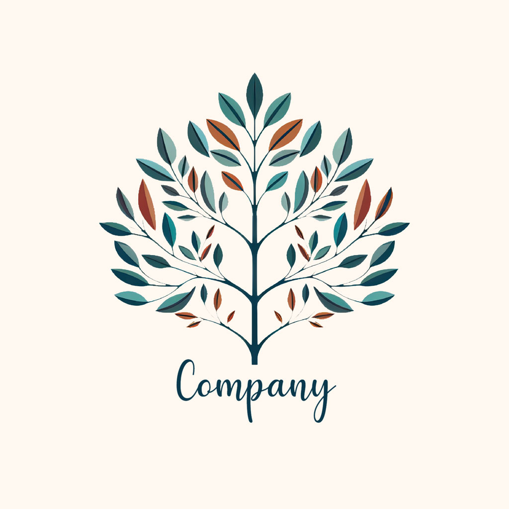 Company logo with a tree design