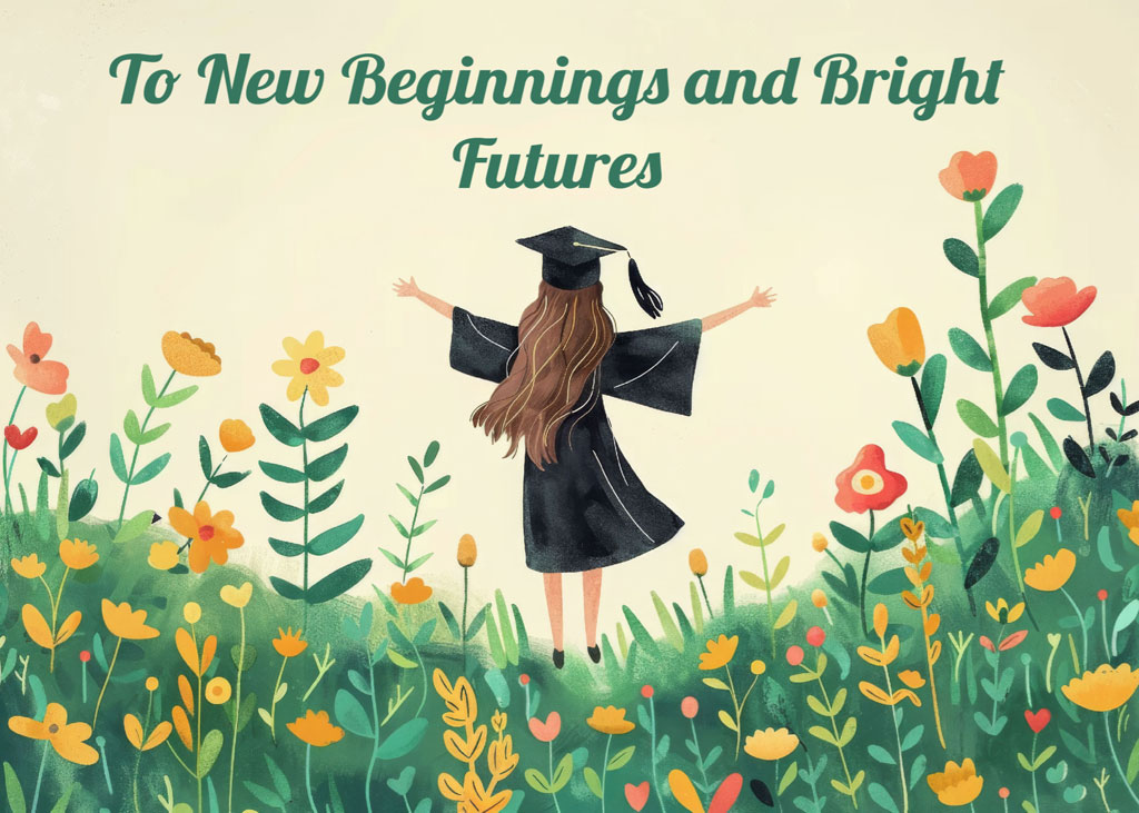 Graduate in a field of flowers