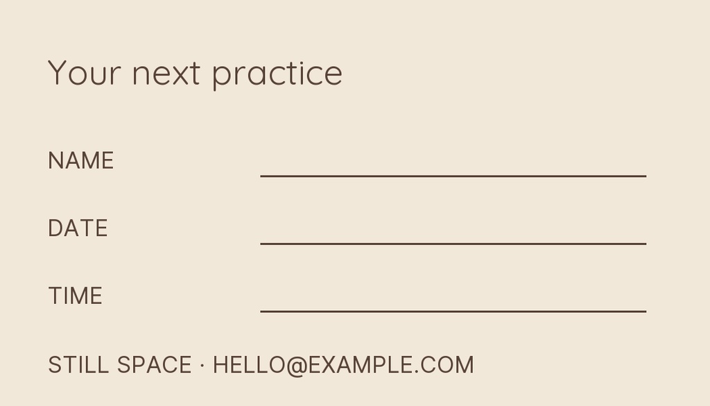 Preview for Still Space Yoga Appointment Card Template
