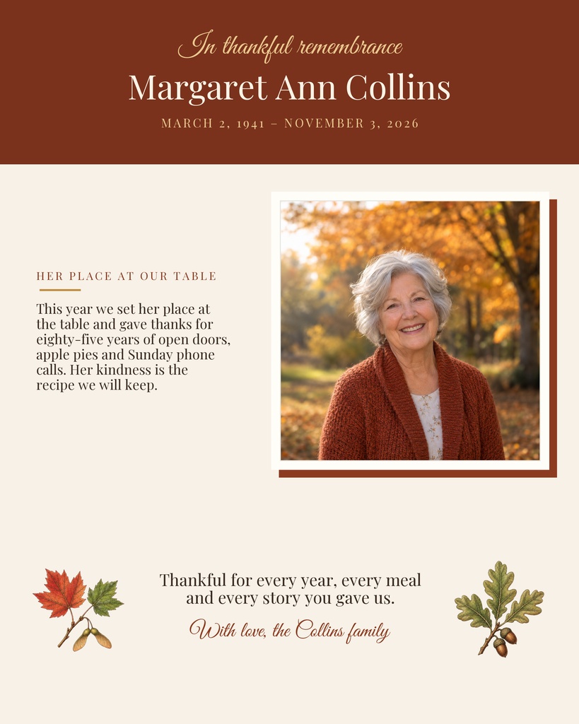 Preview for In Thankful Remembrance Memory Page Template