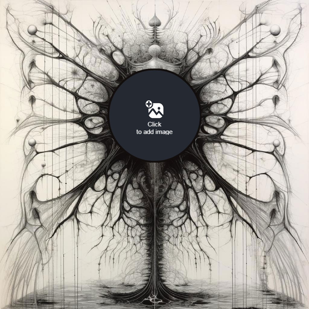 Surreal tree illustration with a central circle to add a photo